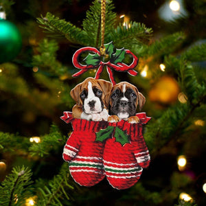 Ornament- Boxer Inside Your Gloves Christmas Holiday-Two Sided Ornament, Christmas Ornament, Car Ornament