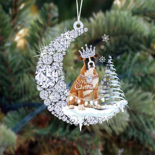 Boxer Diamond Moon Merry Christmas Ornament Dog Ornament