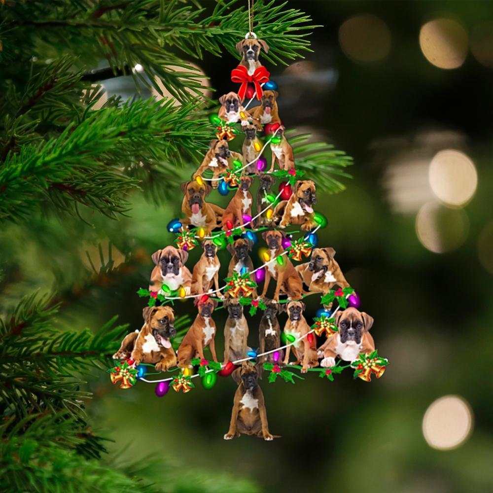 Boxer-Christmas Tree Lights-Two Sided Ornament