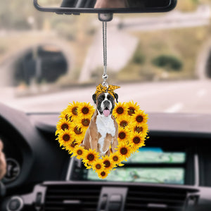 Boxer-Sunflower Heart Gift Car Ornament