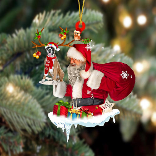 Boxer And Santa Claus Christmas Ornament Godmerch