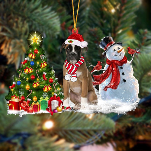 Godmerch- Ornament- Boxer Christmas Snow Hanging Ornament Dog Ornament, Car Ornament, Christmas Ornament