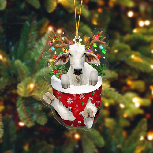 Brahman In Pocket Acrylic Ornament, Farm Christmas Ornament