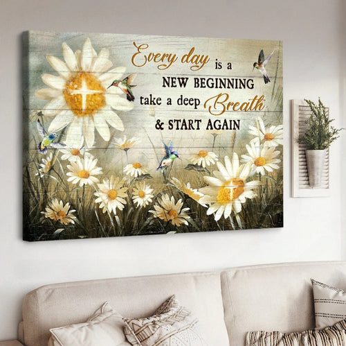 Brilliant daisy field Every day is a new beginning - Matte Canvas