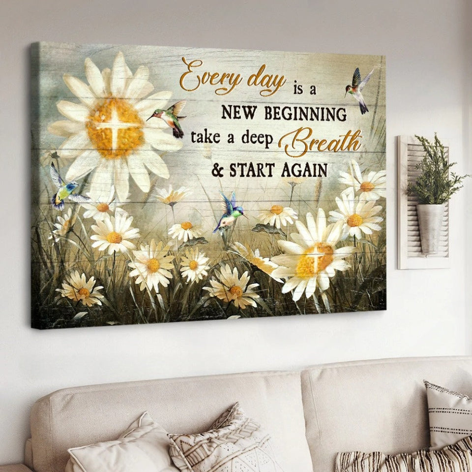 Brilliant daisy field Every day is a new beginning - Matte Canvas