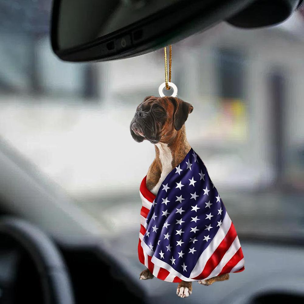 Brindle Boxer American Patriot Flag Two Sided Ornament