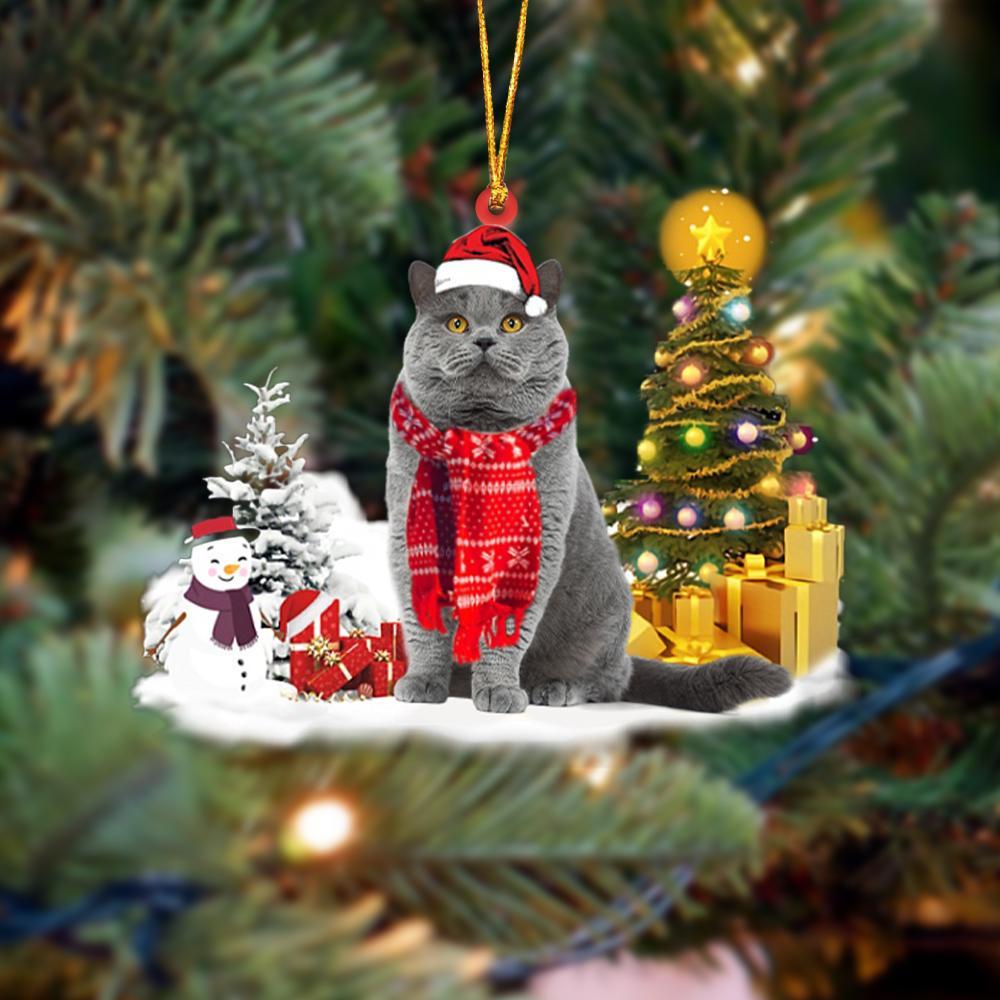 British Shorthair Cat Christmas Ornament Christmas Tree Hanging Acrylic Ornament Gift