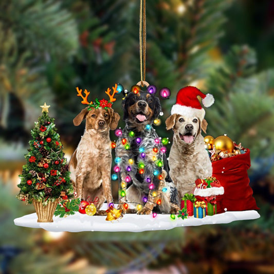 Brittany-Christmas Dog Friends Hanging Ornament