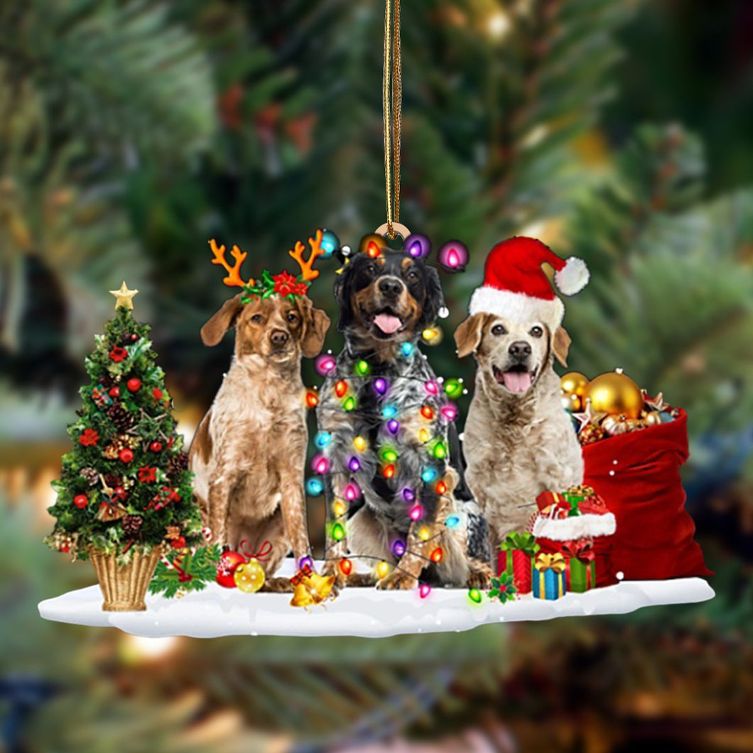 Godmerch- Ornament- Brittany-Christmas Dog Friends Hanging Ornament, Happy Christmas Ornament, Car Ornament