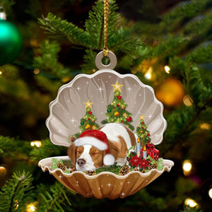 Ornament- Brittany Spaniel3-Sleeping Pearl in Christmas Two Sided Ornament, Christmas Ornament, Car Ornament