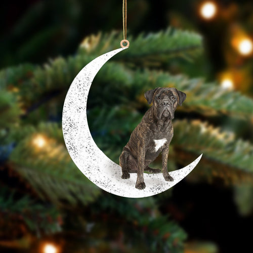 Brown Cane Corso 2 Sit On The Moon Two Sided Ornament Dog Hanging Christmas Ornament