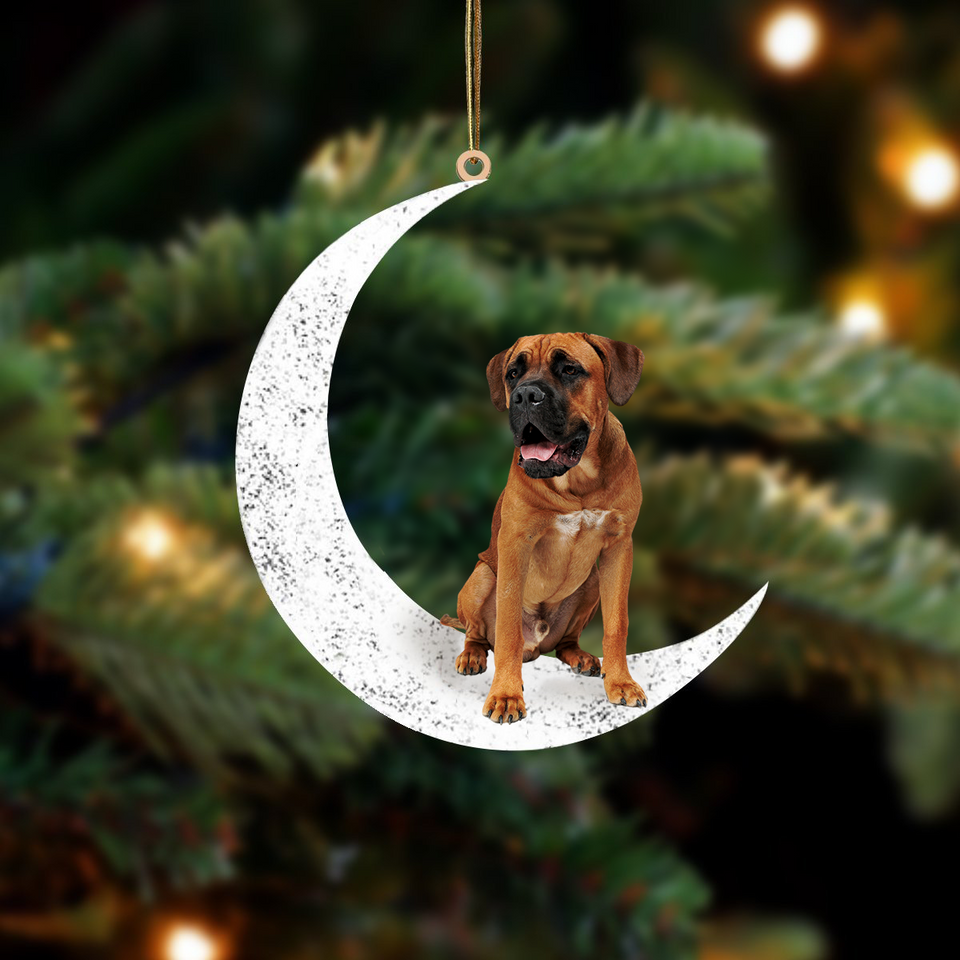 Brown Cane Corso Sit On The Moon Two Sided Ornament Dog Hanging Christmas Ornament