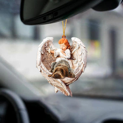 Dog Ornament For Car Sleeping Brownroan Protected By Angel