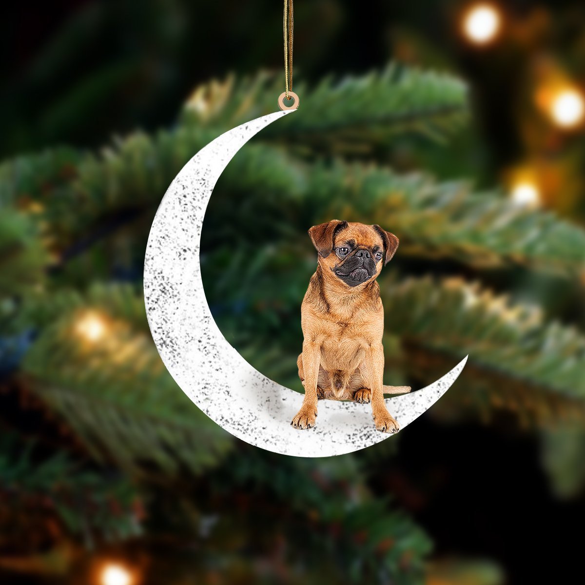 Brussels Griffon Sit On The Moon Two Sided Ornament Dog Hanging Christmas Ornament