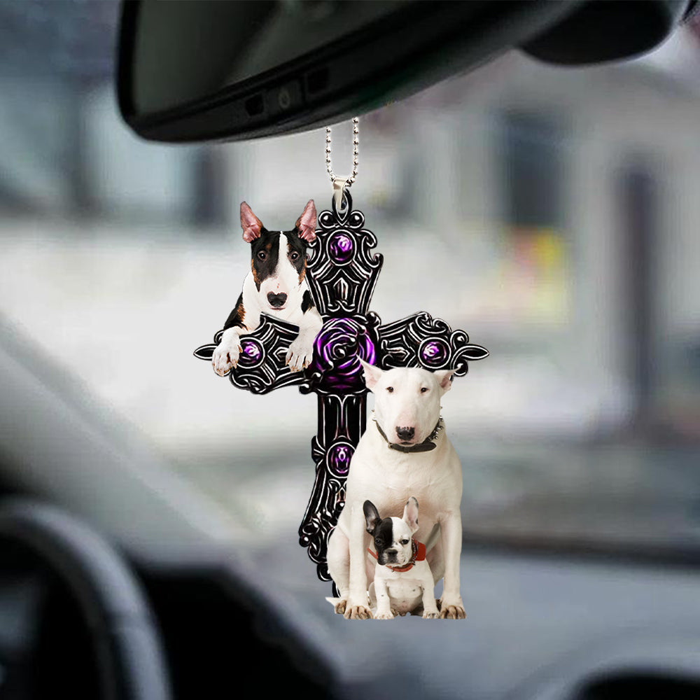Bull Terrier Pray For God Car Hanging Ornament Dog Pray For God Ornament Godmerch