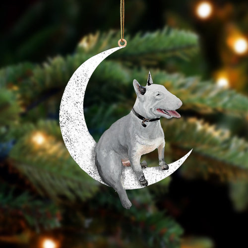 Bull Terrier Sit On The Moon Two Sided Ornament Dog Hanging Christmas Ornament