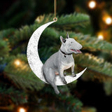 Bull Terrier Sit On The Moon Two Sided Ornament Dog Hanging Christmas Ornament