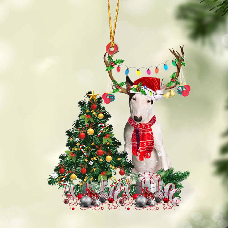 Ornament- Bull Terrier 1-Christmas Tree Gift Hanging Ornament, Happy Christmas Ornament, Car Ornament