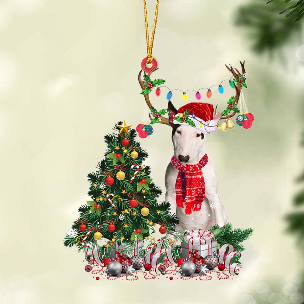 Ornament- Bull Terrier 1-Christmas Tree Gift Hanging Ornament, Happy Christmas Ornament, Car Ornament