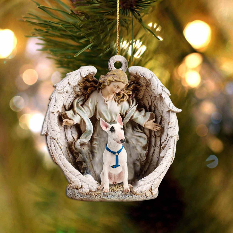 Bull Terrier (4)-Angel Hug Winter Love Two Sided Ornament