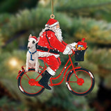 Santa Claus Riding A Bike With Bull Terrier (4)-Two Sided Ornament