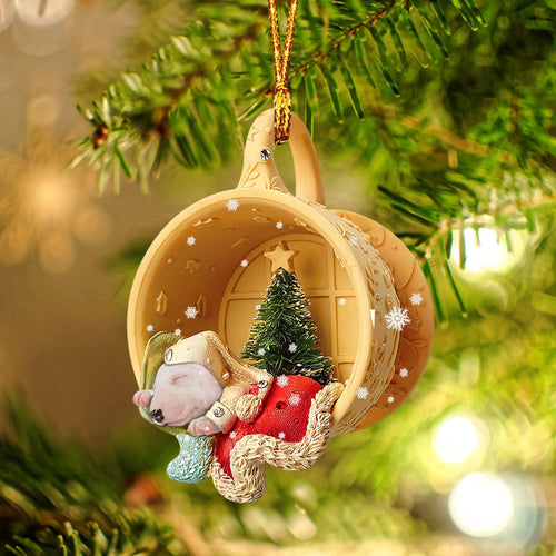 Godmerch Bull Terrier Sleeping In A Tiny Cup Christmas Holiday-Two Sided Ornament