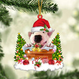 Bull Terrier In The Chimney Hanging Ornament Dog Christmas Ornament