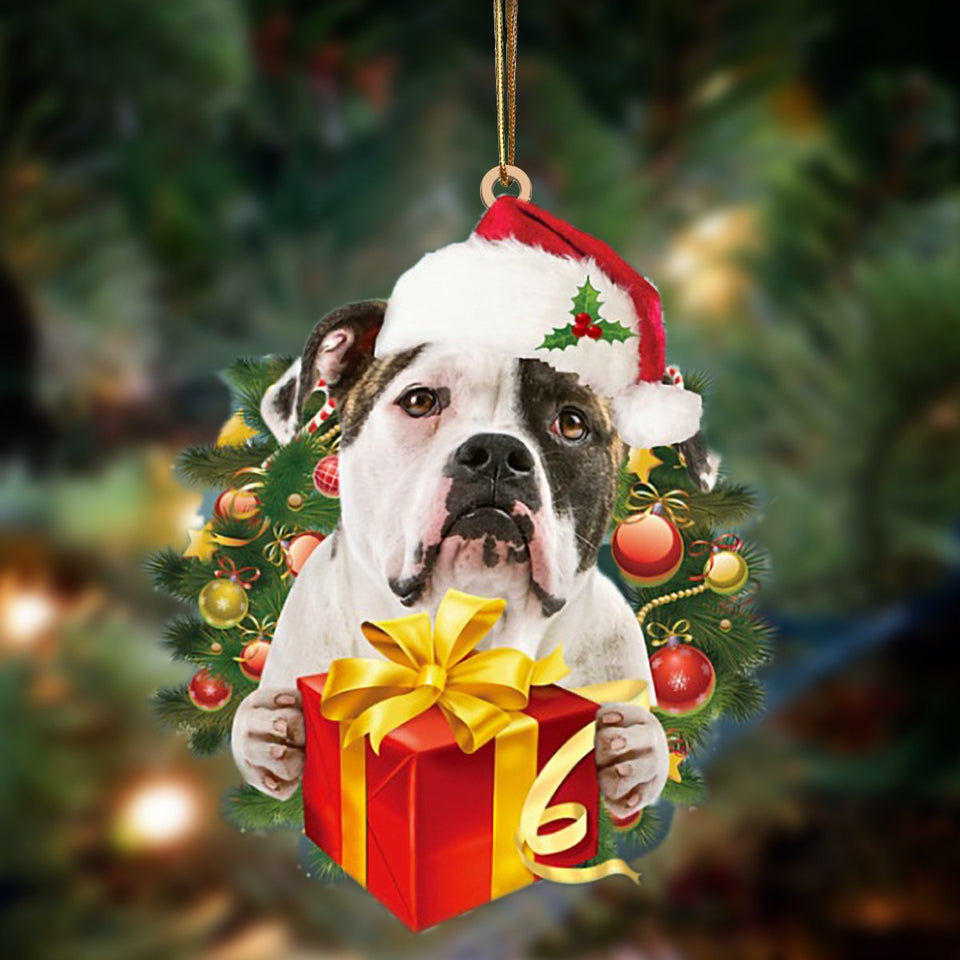 Bulldog-Dogs Give Gifts Hanging Ornament