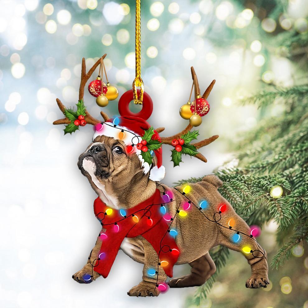 Bulldog Christmas Shape Ornament