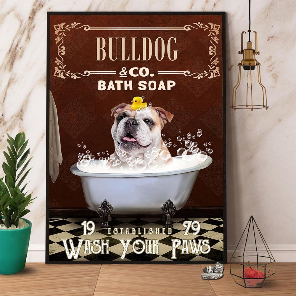 Bulldog & Co. Bath Soap Wash Your Paws Canvas And Poster, Wall Decor Visual Art