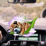 Bulldog-Sleep On Fallen Leaves-Two Sided Ornament