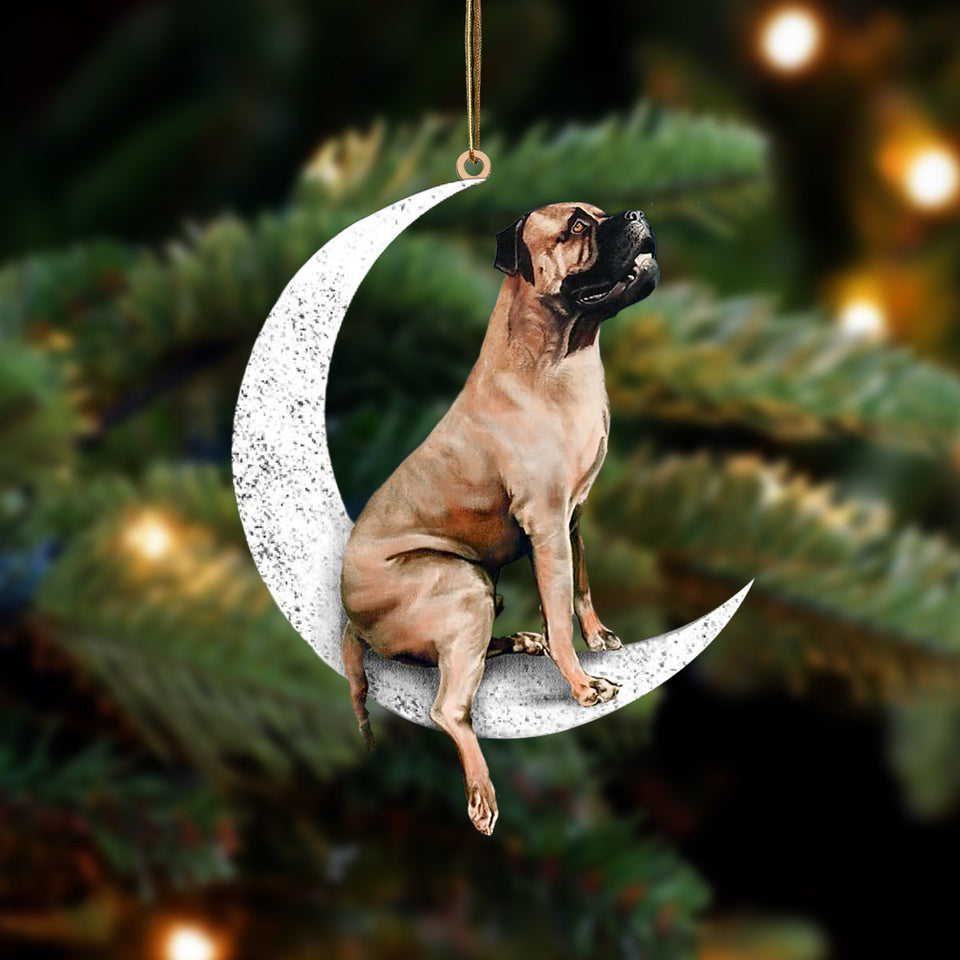 Bullmastiff Sit On The Moon Two Sided Ornament Dog Hanging Christmas Ornament