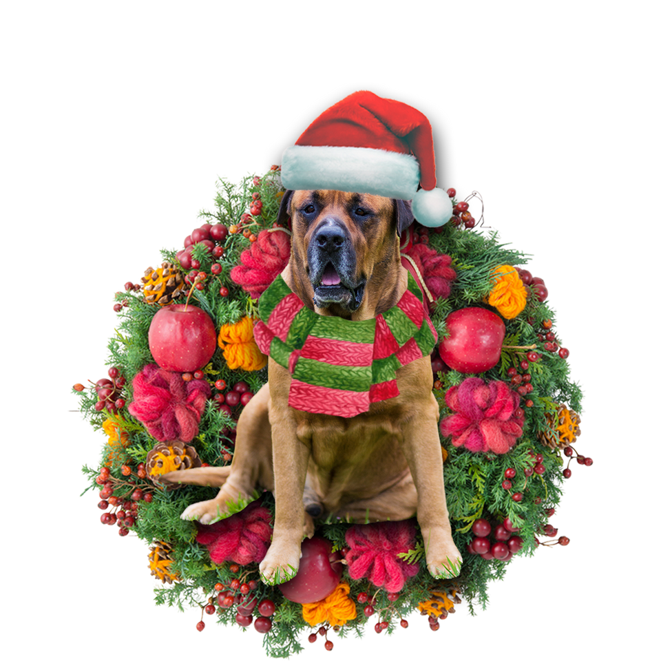 Godmerch- Ornament- Bull Mastiff Christmas Ornament, Happy Christmas Ornament, Car Ornament