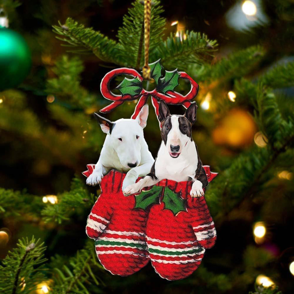Bull terrier Inside Your Gloves Christmas Holiday-Two Sided Ornament, Christmas Ornament, Car Ornament
