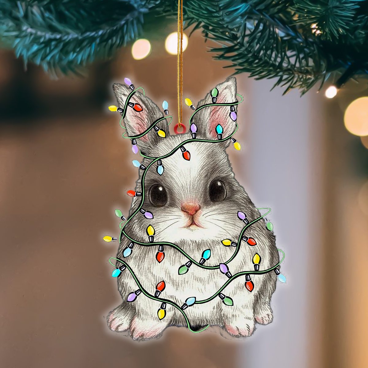 Bunny Christmas Light Hanging Ornament, Animal Christmas Ornaments