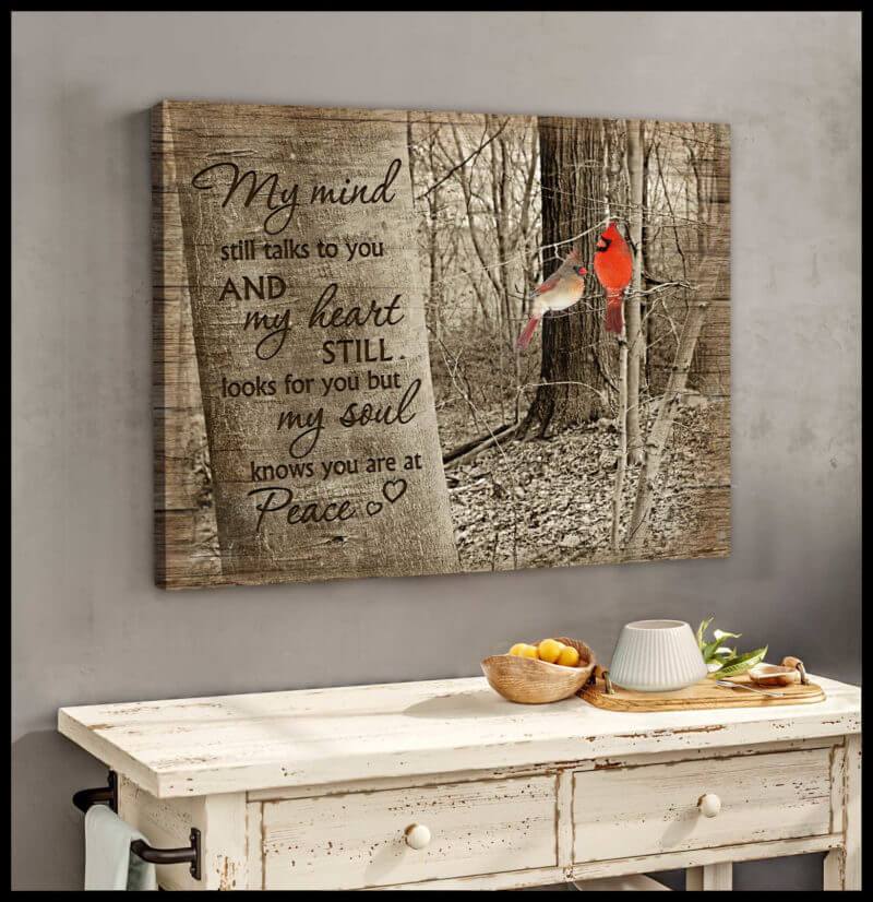 Cardinal Bird Canvas Wall Art - But My Heart Knows You Are At Peace Cardinal Canvas Wall Art Home House Decor