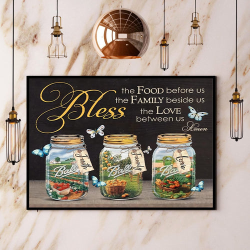 Butterfly Bless The Food Before Us The Family Beside Us The Love Between Us Canvas And Poster, Wall Decor Visual Art