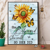 Butterfly Sunflower She Believed She Could So She Did Canvas And Poster, Wall Decor Visual Art