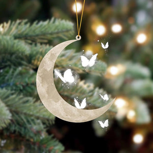 Butterfly Sits On The Moon Hanging Ornament, Animal Christmas Ornaments