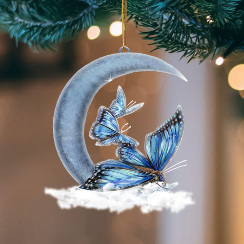Godmerch- Ornament- Butterfly Blue Moon Hanging Ornament Dog Ornament, Car Ornament, Christmas Ornament