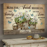 Butterfly Daisy Flower Vase Jesus Bless the food before us - Matte Canvas