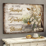 Butterfly flower painting So very thankful incredibly grateful unbelievably blessed - Matte Canvas