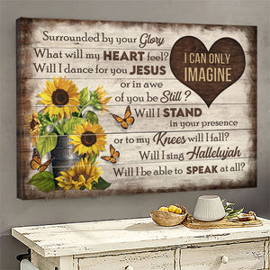 Butterflies and sunflower I can only imagine heart - Matte Canvas