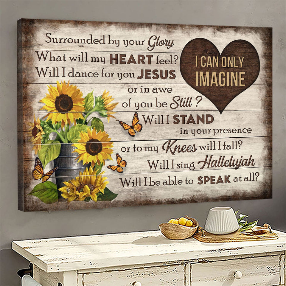 Butterflies and sunflower I can only imagine heart - Matte Canvas