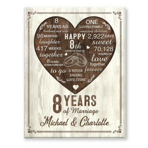 8th Year Anniversary Gift, 8th Wedding Anniversary Gift For Husband, 8 Year Anniversary Gift For Wife