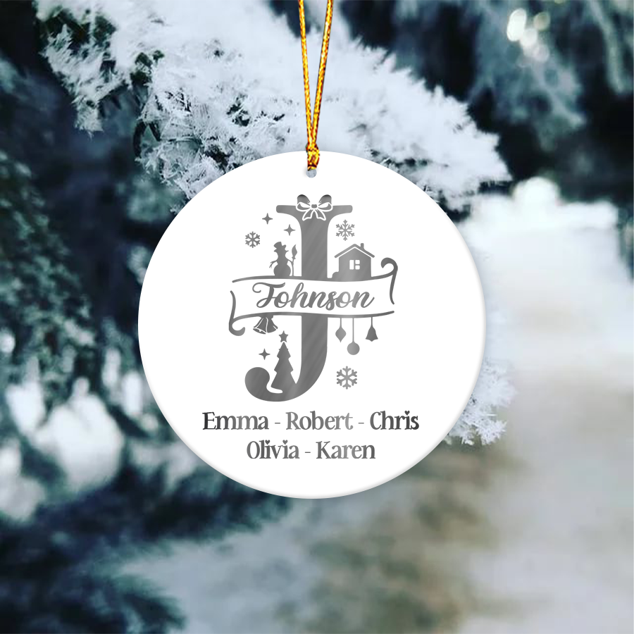 Family Name Christmas Capital Letters Ceramic Ornament CG367