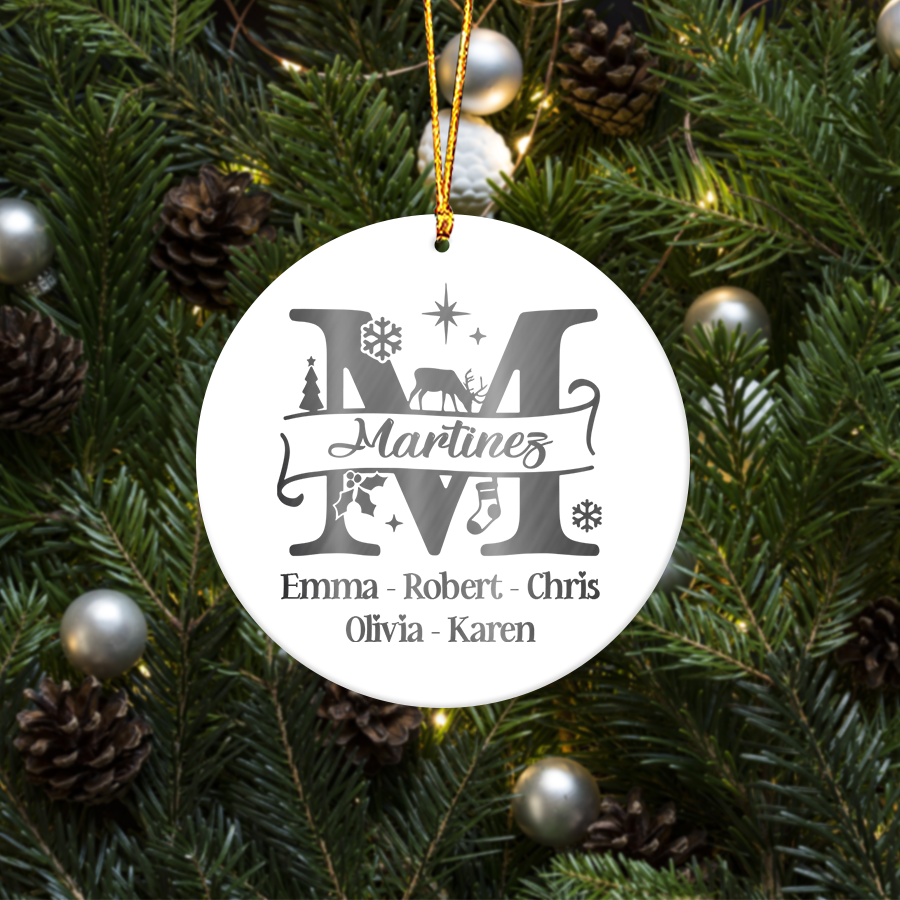 Family Name Christmas Capital Letters Ceramic Ornament CG367