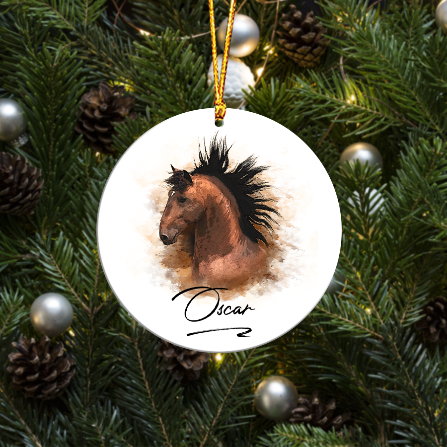Customized Pet Photo Watercolor Ceramic Ornament CG368