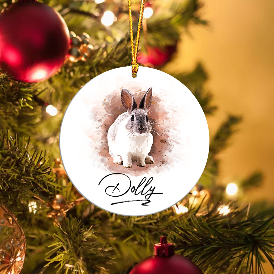 Customized Pet Photo Watercolor Ceramic Ornament CG368