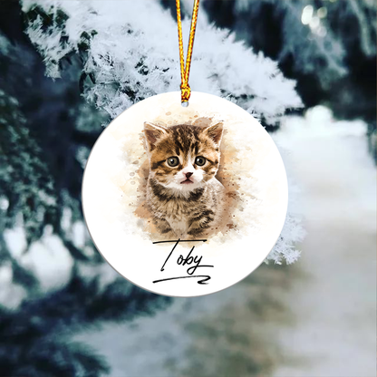 Customized Pet Photo Watercolor Ceramic Ornament CG368